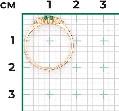 Кольцо с изумрудом и бриллиантами из красного золота (арт. 2442239)