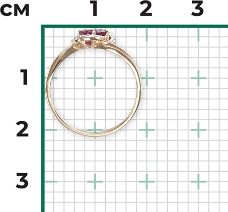 Кольцо с рубином и бриллиантами из красного золота (арт. 2442255)