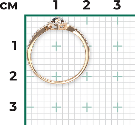 Кольцо с сапфиром и бриллиантами из красного золота (арт. 2442269)