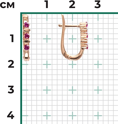 Серьги с 6 рубинами из красного золота (арт. 2442739)
