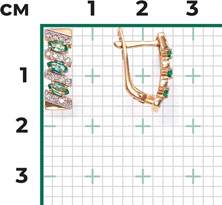 Серьги с изумрудами и бриллиантами из красного золота (арт. 2442864)