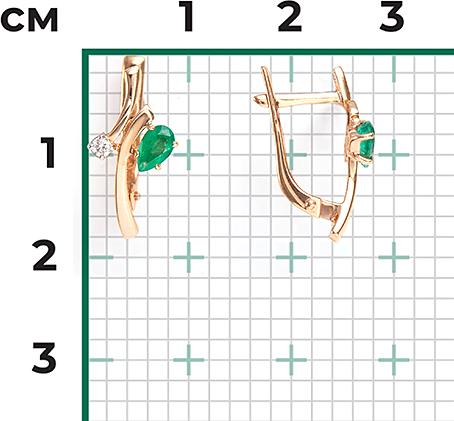 Серьги с изумрудами и бриллиантами из красного золота (арт. 2442910)