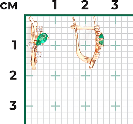 Серьги с изумрудами и бриллиантами из красного золота (арт. 2442919)