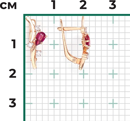 Серьги с рубинами и бриллиантами из красного золота (арт. 2442920)