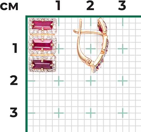 Серьги с рубинами и бриллиантами из красного золота (арт. 2442973)
