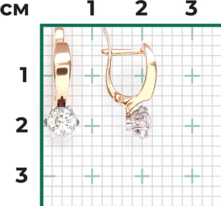 Серьги с 2 бриллиантами из комбинированного золота (арт. 2443031)