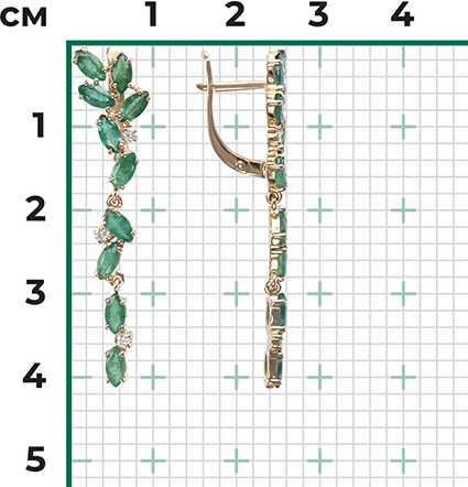 Серьги с изумрудами и бриллиантами из красного золота (арт. 2443070)