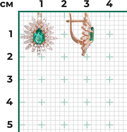 Серьги с бриллиантами и изумрудами из красного золота (арт. 2443073)