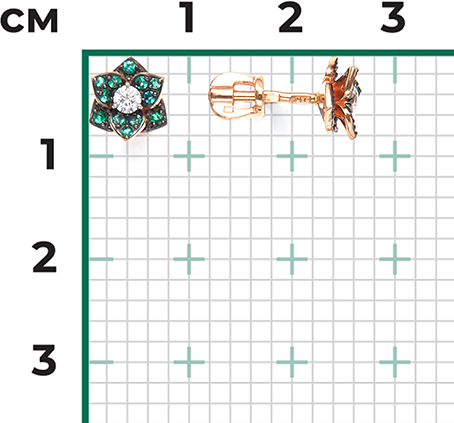 Серьги с изумрудами и бриллиантами из красного золота (арт. 2443164)
