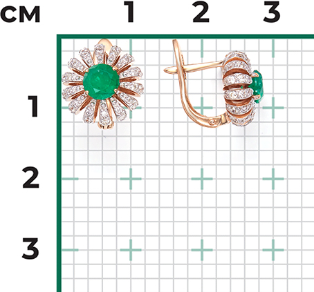 Серьги с изумрудами и бриллиантами из красного золота (арт. 2443191)