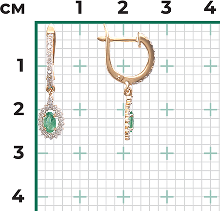Серьги с изумрудами и бриллиантами из красного золота (арт. 2443226)