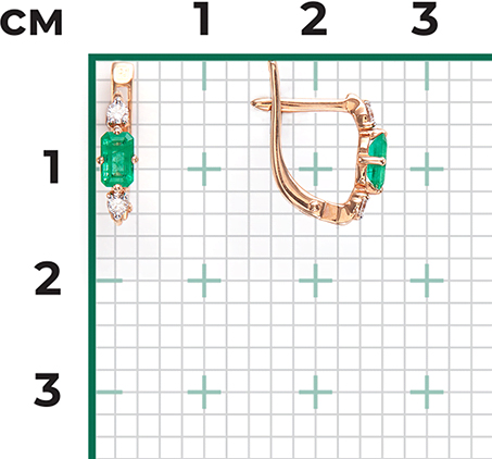 Серьги с изумрудами и бриллиантами из красного золота (арт. 2443338)