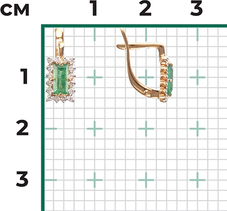 Серьги с изумрудами и бриллиантами из красного золота (арт. 2443360)
