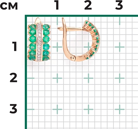 Серьги с изумрудами и бриллиантами из красного золота (арт. 2443372)