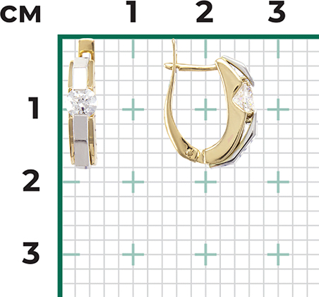 Серьги с 2 бриллиантами из комбинированного золота (арт. 2443574)