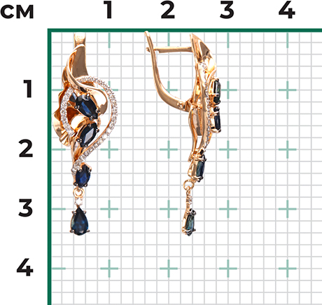 Серьги с сапфирами и бриллиантами из красного золота (арт. 2443593)