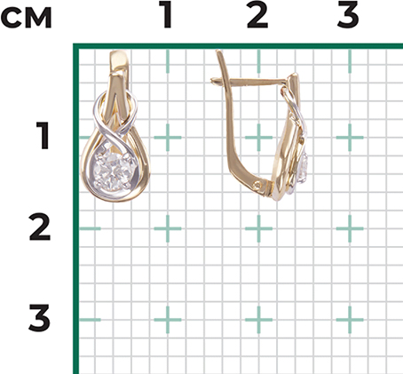 Серьги с 2 бриллиантами из комбинированного золота (арт. 2443612)