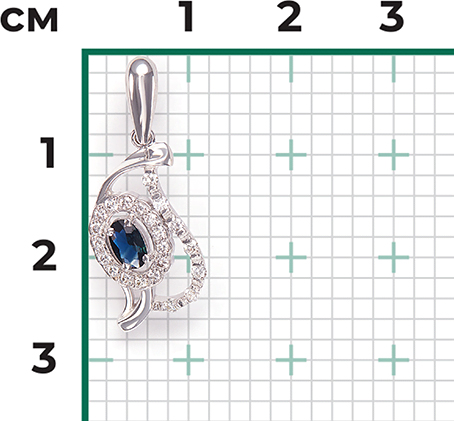 Подвеска с сапфиром и бриллиантами из белого золота (арт. 2443653)