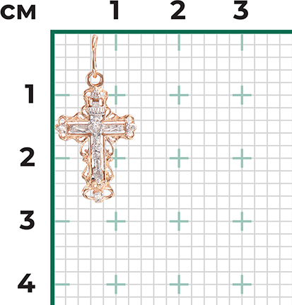 Крестик с 4 бриллиантами из комбинированного золота (арт. 2443778)