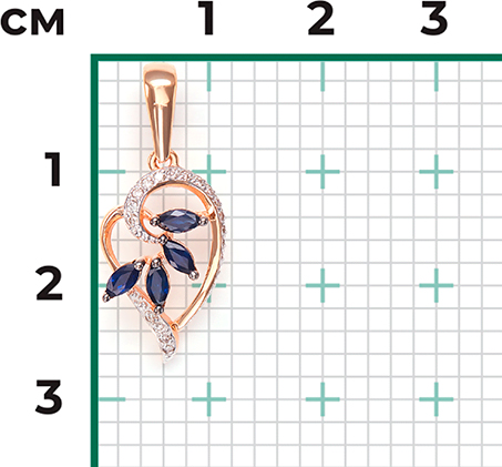 Подвеска с сапфирами и бриллиантами из красного золота (арт. 2443815)