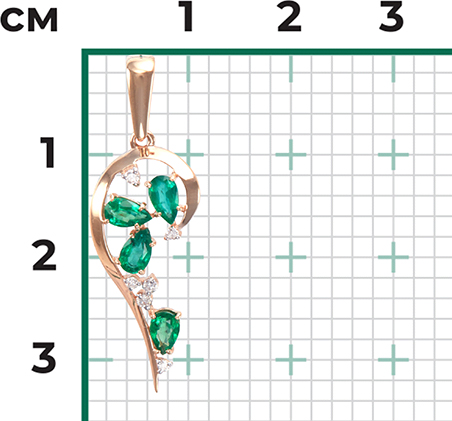 Подвеска с изумрудами и бриллиантами из красного золота (арт. 2443932)