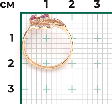 Кольцо с рубинами и бриллиантами из красного золота (арт. 2444328)