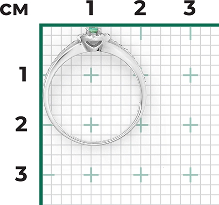 Кольцо с бриллиантами и изумрудом из белого золота (арт. 2444353)