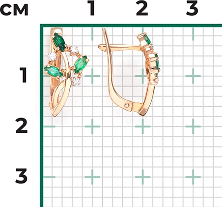 Серьги с изумрудами и бриллиантами из красного золота (арт. 2444399)