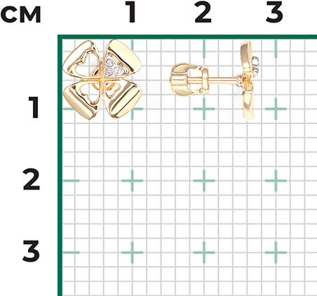 Серьги с 6 бриллиантами из комбинированного золота (арт. 2444616)
