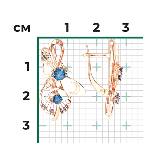 Серьги Мотыльки с топазами из комбинированного золота (арт. 2444979)