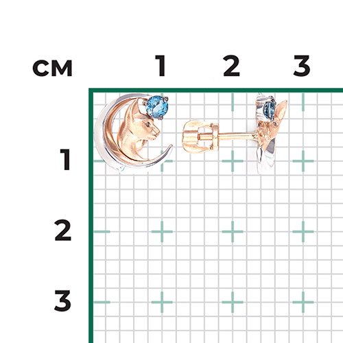 Серьги Кошки с топазами из комбинированного золота (арт. 2444982)