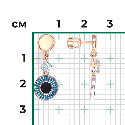 Серьги с эмалью и топазами из комбинированного золота (арт. 2444990)