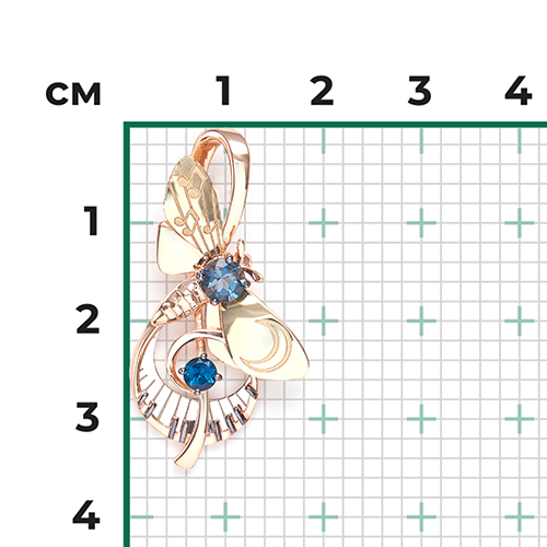 Подвеска Мотылёк с топазами из комбинированного золота (арт. 2445007)