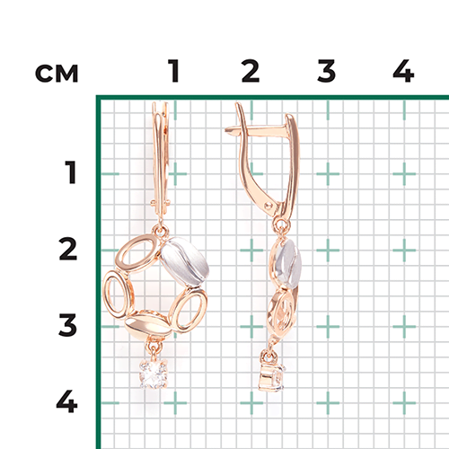 Серьги с топазами из комбинированного золота (арт. 2445213)