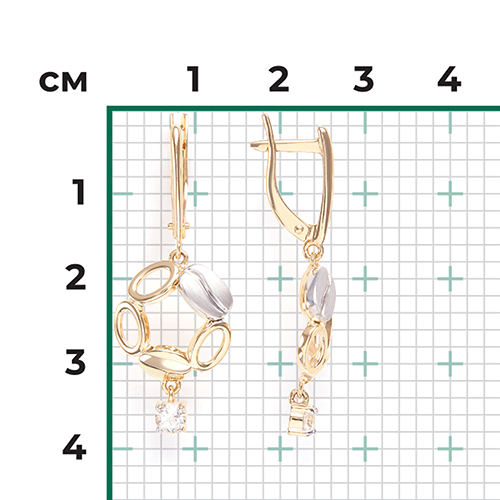 Серьги с топазами из комбинированного золота (арт. 2445215)