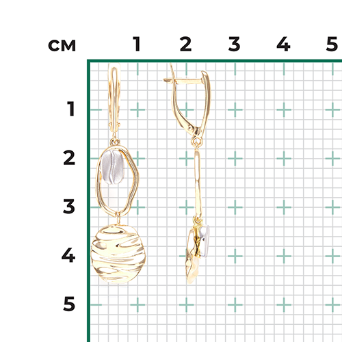 Серьги из комбинированного золота (арт. 2445308)