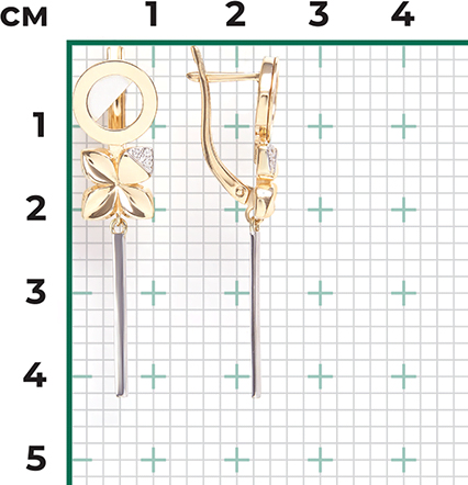 Серьги с 6 бриллиантами из комбинированного золота (арт. 2445857)