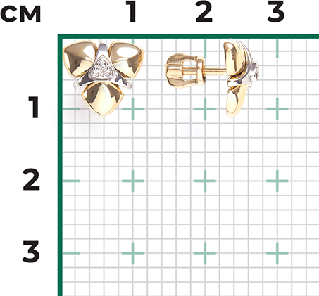 Серьги с 6 бриллиантами из комбинированного золота (арт. 2445925)