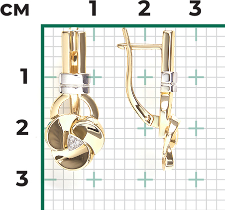 Серьги с 6 бриллиантами из комбинированного золота (арт. 2446002)