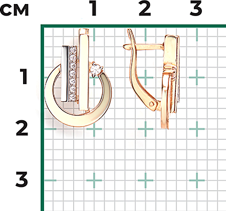Серьги с фианитами из комбинированного золота (арт. 2446501)