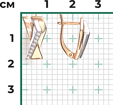 Серьги с фианитами из комбинированного золота (арт. 2446503)