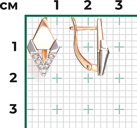 Серьги с фианитами из комбинированного золота (арт. 2446509)