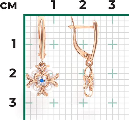 Серьги с фианитами и циркониями из красного золота (арт. 2446576)