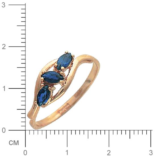 Кольцо с 3 сапфирами из красного золота  (арт. 300082)