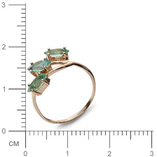 Кольцо с 3 изумрудами из красного золота  (арт. 300102)