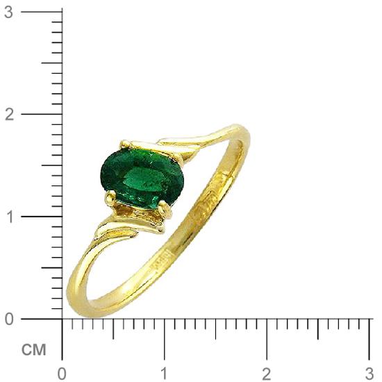 Кольцо с 1 изумрудом из жёлтого золота 750 пробы (арт. 300129)
