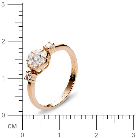 Кольцо с 9 бриллиантами из красного золота  (арт. 300188)