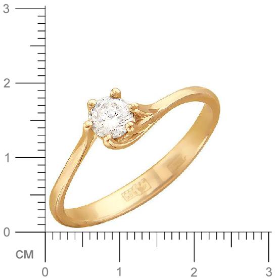 Кольцо с 1 бриллиантом из красного золота  (арт. 300192)