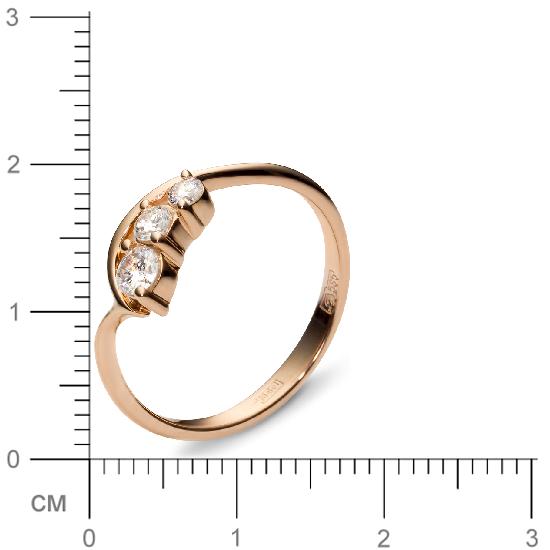 Кольцо с 3 бриллиантами из красного золота  (арт. 300210)