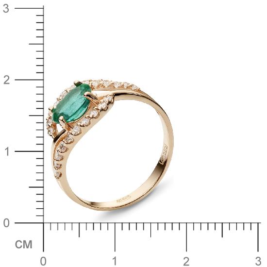 Кольцо с 22 бриллиантами, изумрудом из красного золота (арт. 300216)